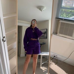 Aritzia TNA COZY AF Purple Sweat Set